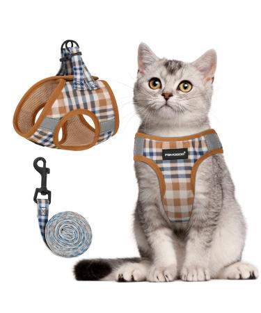 Cat Harness and Leash for Walking Escape Proof, Lifetime Replacement Large Brown