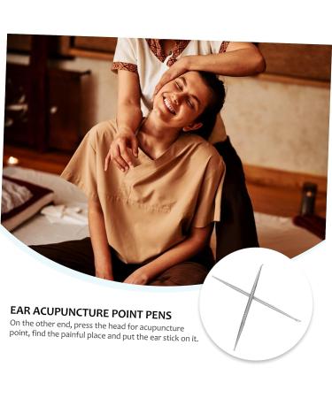 DOITOOL 10 Pcs Auricular Point Probe Pen Ear Cleaning Tool Kit Silver - Acupressure Massage Ear Wax Remover Spoon Set - Buy Online on GoSupps.com