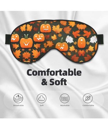 Happy Thanksgiving Pumpkin Print Sleep Mask | Double-Sided Eye Mask for Sound Sleep & Skin Care - Unisex Black - Buy Online on GoSupps.com