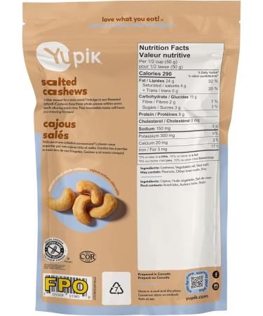 Yupik Roasted Salted Whole Cashews 227 g Gluten-Free Kosher Nuts Crunchy Cashews with Sea Salt Savory Snacks - Buy Online on GoSupps.com