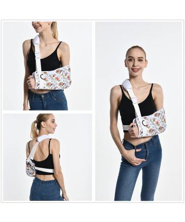 Fotgok Soft Foam Arm Sling with Waist Belt - Shoulder Immobilizer for Women | Strong Support Brace for Shoulder Injury - Breathable Peony Design - Buy Online on GoSupps.com