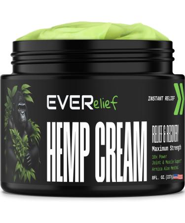 Hemp Cream - Maximum Strength for Muscle Relief Back Pain Joint Neck Knees & Elbows - Natural Hemp Oil Extract with Turmeric MSM Arnica - Made in USA 8 Oz 8 Fl Oz (Pack of 1)