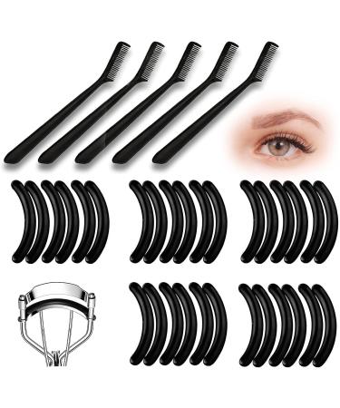 30pcs Black Eyelash Curler Refill Pads & 5pcs Comb Set | Silicone Rubber Universal Replacement for Eye Lash Curler - Buy Online on GoSupps.com