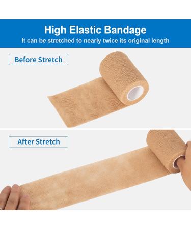 12 Rolls Self-Adhesive Cohesive Bandage 7.5cm x 4.5m for First Aid - Elastic Bandage for Finger & Hand Fixing - Pet Vet Wrap - Skin Color - Buy Online on GoSupps.com