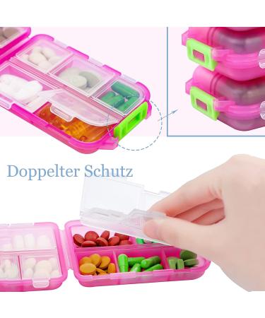 4 Pack Tablet Box - Weekly Pill Organizer with 10 Compartments | Easy Open Medication Box (Pink) by Muchengbao - Buy Online on GoSupps.com