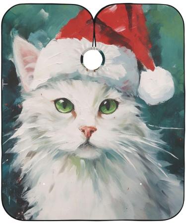 Waterproof Barber Cape - Christmas White Cat & Cheetah Haircut Bib for Men & Women | Unisex Hair Cutting Cape (8rp1a - Buy Online on GoSupps.com