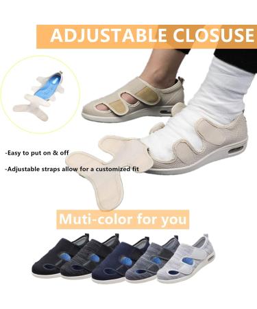 ZGDG Women Diabetic Sandal House Slipper - Non-Slip Walking Shoes for Elderly, Diabetes, Edema - Adjustable Closure, Pain Relief - Indoor Outdoor Air Cushion Sneakers (7 Wide, Light Gray) - Buy Online on GoSupps.com