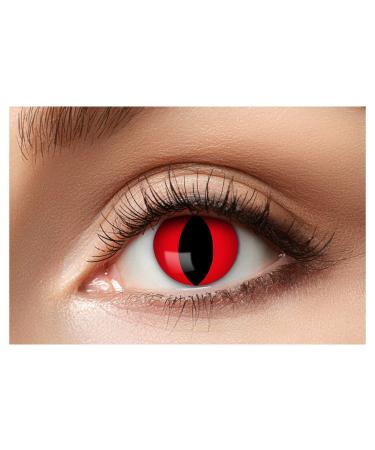 Eyecatcher 84063141-594 - Colored contact lenses 1 pair for 12 months red carnival Mardi Gras Halloween red cat