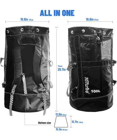 Hiturbo 22 Gallon Scuba Diving and Snorkeling Gear Backpack - Large Capacity Black Mesh Bag for Diving Equipment - Buy Online on GoSupps.com