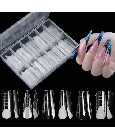 144 pieces nail extension gel dual nail shapes 6 styles gel nail extension shape with scale 12 sizes complete coverage nail shapes acrylic nail shapes for manicure salon diy nail art 144 pieces