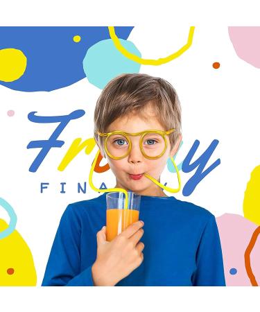GEMOCHY 4 Pieces Silly Straws Novelty Flexible Soft Drink Eyeglasses Flexible Drinking Straw Glasses Plastic Crazy Straws Reusable Fun Straw Eyeglasses (Round) - Buy Online on GoSupps.com
