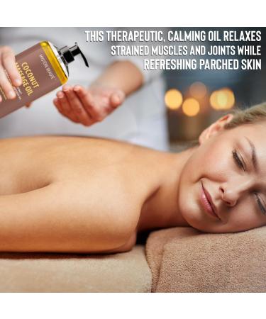 Coconut Massage Oil - Therapeutic Skin Hydrating & Revitalizing Oil for Massage Therapy | Soothing Relief & Aromatherapy - 8 fl oz - Buy Online on GoSupps.com