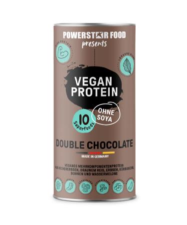 Powerstar vegan protein 500 g |Vegan protein powder without soy |Multi-component protein powder supplemented with 10 superfoods |German production |Ideal for building muscle |Double chocolate chocolate