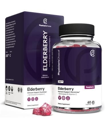 Physician's Choice Elderberry + Echinacea & Vitamin C Raspberry 200 mg 60 Gummies