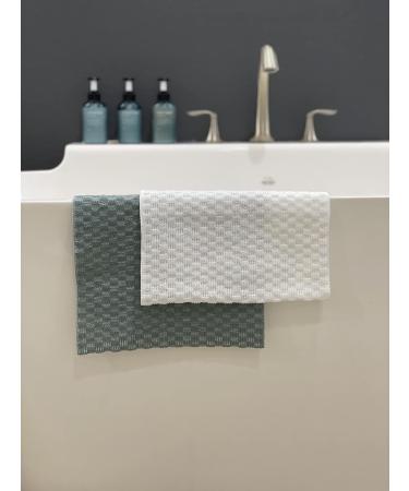 Buddha Bath Exfoliating Shower Towel Washcloth - Medium EXFOLIATE - Silver Blue & White (2 Pack) - Buy Online on GoSupps.com
