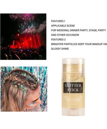 Gold Holographic Body Glitter Stick - Face & Hair Glitter Gel Makeup | Sparkling Sequins 0.6oz - Easy Application for Eyes & Lips - Buy Online on GoSupps.com