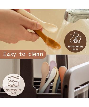 Silicone Baby Spoons Set - Soft-Tip Spoons for Infant Feeding - Bendable & Chewproof - Baby Utensils for Self-Feeding - Baby Led Weaning - Set of 4 (Ivory/Clay/Apricot/Buck) - Buy Online on GoSupps.com