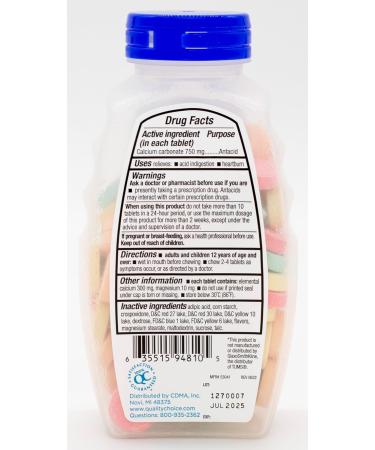 Quality Choice Antacid Chew Extra Strength Fruit Tums - 96 Chew Tabs - Buy Online on GoSupps.com