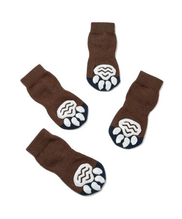 PET Heroic Indoor Anti-slip socks for dogs and cats-6 sizes from S to 3XL for small-riani animals-paw protection and traction thanks to silicone gel brownish M