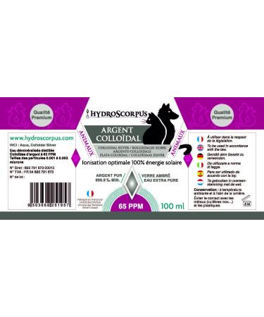 Colloidal silver dogs cats BOTTLE GLASS 100 ml 65 PPM Made in FRANCE Oligo element Bio Available 100% natural Ionization 100% - Buy Online on GoSupps.com