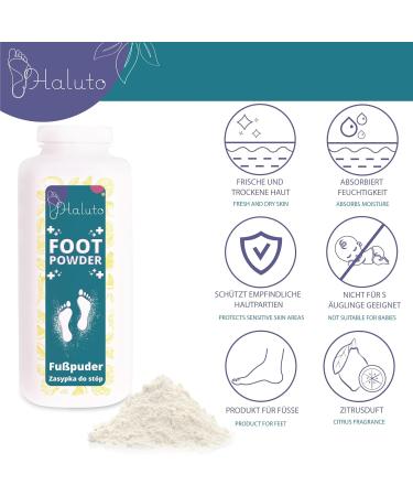 Haluto Shoe & Foot Powder - Antibacterial & Natural Deodorizer with Tea Tree Oil - 120g Citrus - Say Goodbye to Foot Odor! - Buy Online on GoSupps.com