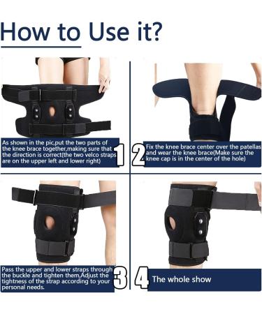 Hinged Knee Brace for Men & Women - Adjustable Support Wrap for Pain Relief - Patellar Tendon Sleeve for Strains, Sprains, ACL and MCL Injuries - Large Black - Buy Online on GoSupps.com