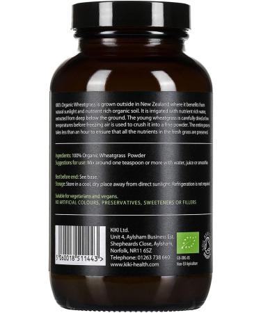 KIKI Health Premium Organic Wheatgrass Powder Supplement - Vegan-Friendly UK Made - Supports Muscles, Bones & Rich in Minerals - 100g - Buy Online on GoSupps.com