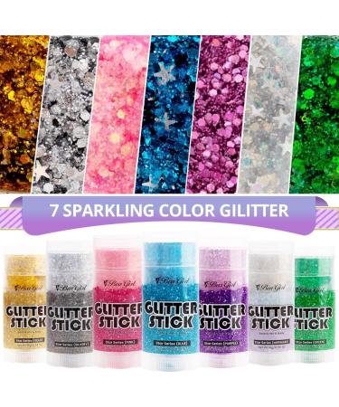 Body Glitter Stick Set - 3pc Festival Cosmetic Glitter for Face Lips Eyes & Hair | Holographic Gold & Silver Sequin Party Sparkle - Buy Online on GoSupps.com