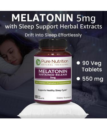 Pure Nutrition Melatonin 5mg with Valleriana Wallichii | 90 Tabs | Non-Addictive Sleep Support Supplement | Supports Relaxation Sleep Quality and Overall Well-Being | Non GMO 90 Count (Pack of 1) - Buy Online on GoSupps.com
