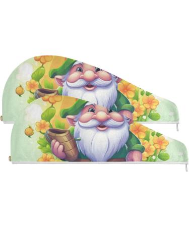 St. Patrick Dwarf Flowers Hair Towel 2 Pack | Super Absorbent Quick Dry Hair Turbans for Women & Girls - Buy Online on GoSupps.com