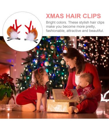 Lurrose 2 Pairs Christmas Reindeer Antlers Hair Clips Hairpins Cute Reindeer Hair Barrettes Alligator Christmas Hair Accessories with Deer Horn Ears for Kids Adults - Buy Online on GoSupps.com