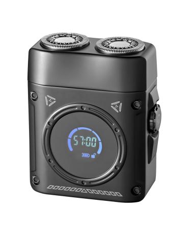 Mini Electric Shaver Kongeeker M32 Travel Shaver for Men with Zinc Alloy Body Travel Lock LCD USB-C Rechargeable. Compact Face Shaver for Men for Quick Touch-ups Travel or 1/2/3 Day Beard Use. Black 1-black-m32