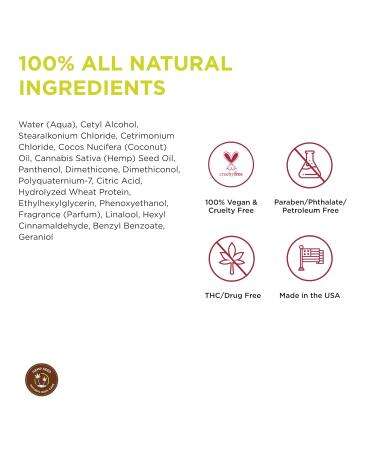 Hemp Hair Conditioner - 8 oz | Nourishing Hemp Seed Oil Coconut Oil & Vitamin E | Vegan & Cruelty-Free | Soft & Smooth Hair - Nag Champa Scent - Buy Online on GoSupps.com