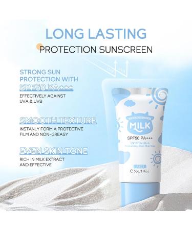 Milk Centella Sunscreen Face Face Sunscreen SPF 50 Suncream Factor 50 Face Face Suncream Waterproof No Sticky Refreshing Moisturizing Universal Sun Screen UV Defense for Sensitive Skin - Buy Online on GoSupps.com