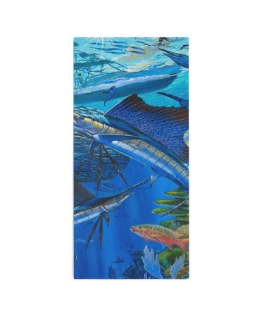 Stilvoll Sailfish Billfish Reef Hand Towels Face Body Wash Cloth Soft Washcloths with Cute Printed for Bathroom Kitchen Hotel Everyday Use