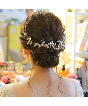 Wedding Hair Accessories Bridal Rhinestone & Pearl Flower Hair Pins U Shaped Crystal Hair Grips Hair Clips for Bridesmaid Women Girls Kids Bobby Pins for Braids Thick Hair (Gold-1pc) - Buy Online on GoSupps.com