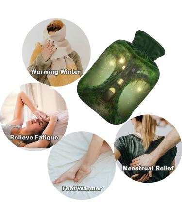 NAANLE 2L Hot Water Bottle with Fantasy Tree House Cover - Pain Relief & Warmth for Back Feet & Neck | Transparent Heat Bottle for Cold Therapy - Buy Online on GoSupps.com
