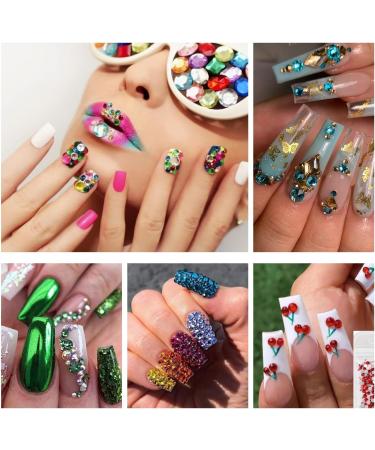 BISHENGYF 4700 Pcs Nail Art Gems Set - Nail Art Rhinestones & Crystal Round Flatback Rhinestones with Pickers - Perfect for Crystal Nail Art and Craft Work - Buy Online on GoSupps.com