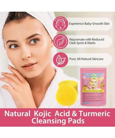 40 Pieces Turmeric Cleansing Pads for Dark Spots Turmeric Face Exfoliating Pads Cleansing Pads with Kojic Acid and Turmeric Face Sponges for Cleansing and Exfoliating - Buy Online on GoSupps.com