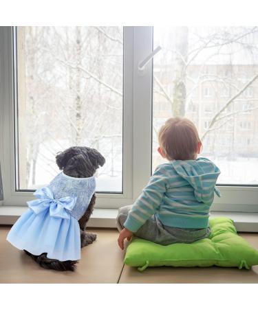 Asenku Dog Dress - Formal Lace Puppy Wedding & Birthday Outfit for Small to Medium Dogs & Cats - Blue - Buy Online on GoSupps.com