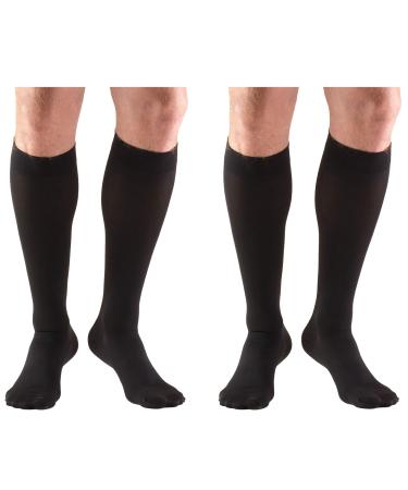 Truform 20-30 mmHg Compression Stockings for Men and Women Knee High Length Closed Toe Black Large 2 Count Large (Pack of 2) Black