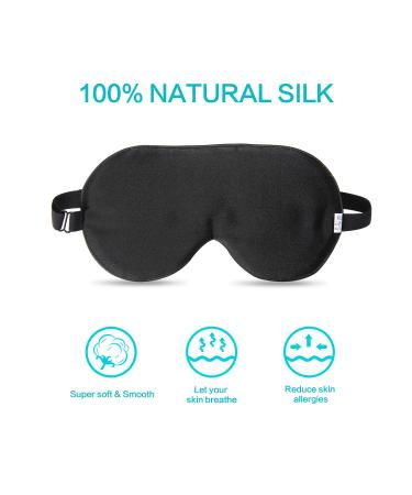 VenusCare Natural Mulberry Silk Sleep Mask - Super Smooth & Soft Eye Mask for Men & Women - Adjustable Strap for Travel, Meditation, Nap, Daylight Sleeping - Breathable Lightweight (Black) - Buy Online on GoSupps.com