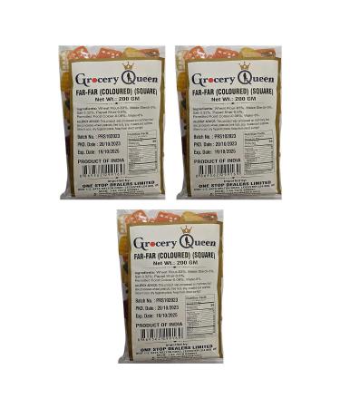 One Stop Dealers Far Far (Fryums) (200 Gram) - A Flaky Crispy And A Bit Sweet And Salty In Taste Vibrant Snacks Either Eaten As A Snacks Or Served To Accompany A Meal (Colored Square Pack of 3) Colored Square 1 count (Pack of 1)