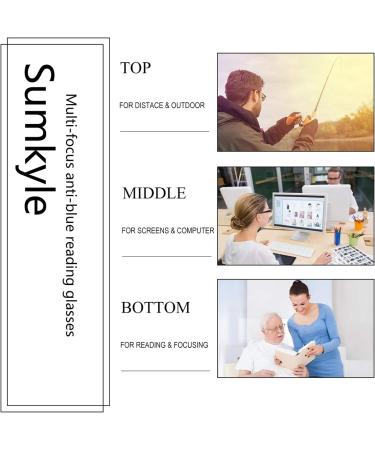 2-Pack Progressive Multifocal Anti Blue Light Reading Glasses for Men & Women - Fashion Eyeglasses Frame - Black Demi 2.50 - Buy Online on GoSupps.com