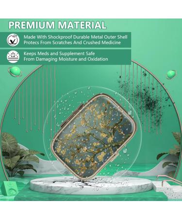Retro Bronze Pill Box with Mirror - 2-Compartment Vintage Design for Vitamins & Supplements | F-16-Vangogh Art - Buy Online on GoSupps.com