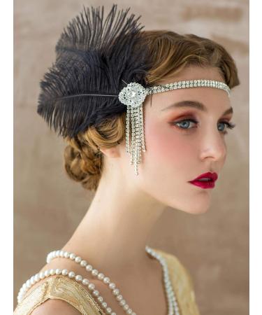 SWEETV Flapper Headband - Great Gatsby Inspired Feather & Rhinestone Headpiece - Buy Online on GoSupps.com