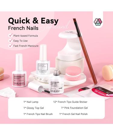 Saviland French Manicure Kit: Complete Nail Art Set with Tips Stickers Gel Polish & Lamp for Beginners - Buy Online on GoSupps.com