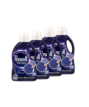 Perwoll Renew Flower Sea liquid detergent (4x 25 washes) detergent for black laundry fine detergent enlivened dark colors & cleans gently with seductive fragrance 1.38 l (4 Pack)