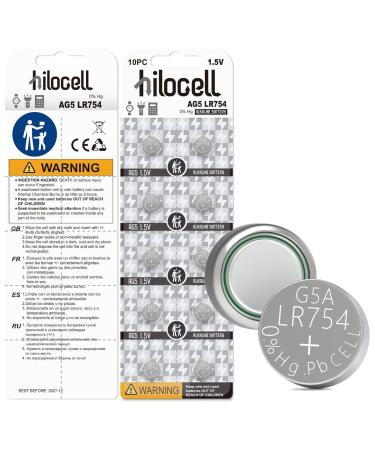 LR754 Button Batteries 10 Pack AG5 Coin Cell Battery 1.55V Long Lasting 393 Alkaline Coin Batteries Replacement for Clocks Watches Toys Calculators LR48 SR48 SR754 309 D393 SR754W LR750 G5A AG5 10 Pack