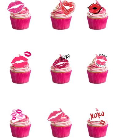 27 Stand Up Valentines Kisses Themed Edible Wafer Paper Cake Toppers Decorations - Buy Online on GoSupps.com